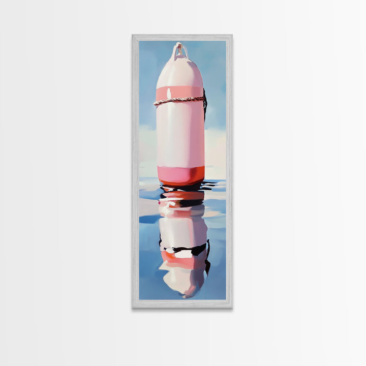 Nautical Buoy, Coastal Wall Art, Minimalist Nautical Art, Beach House Decor, Ocean Art, Living Room Painting, Framed Canvas Print