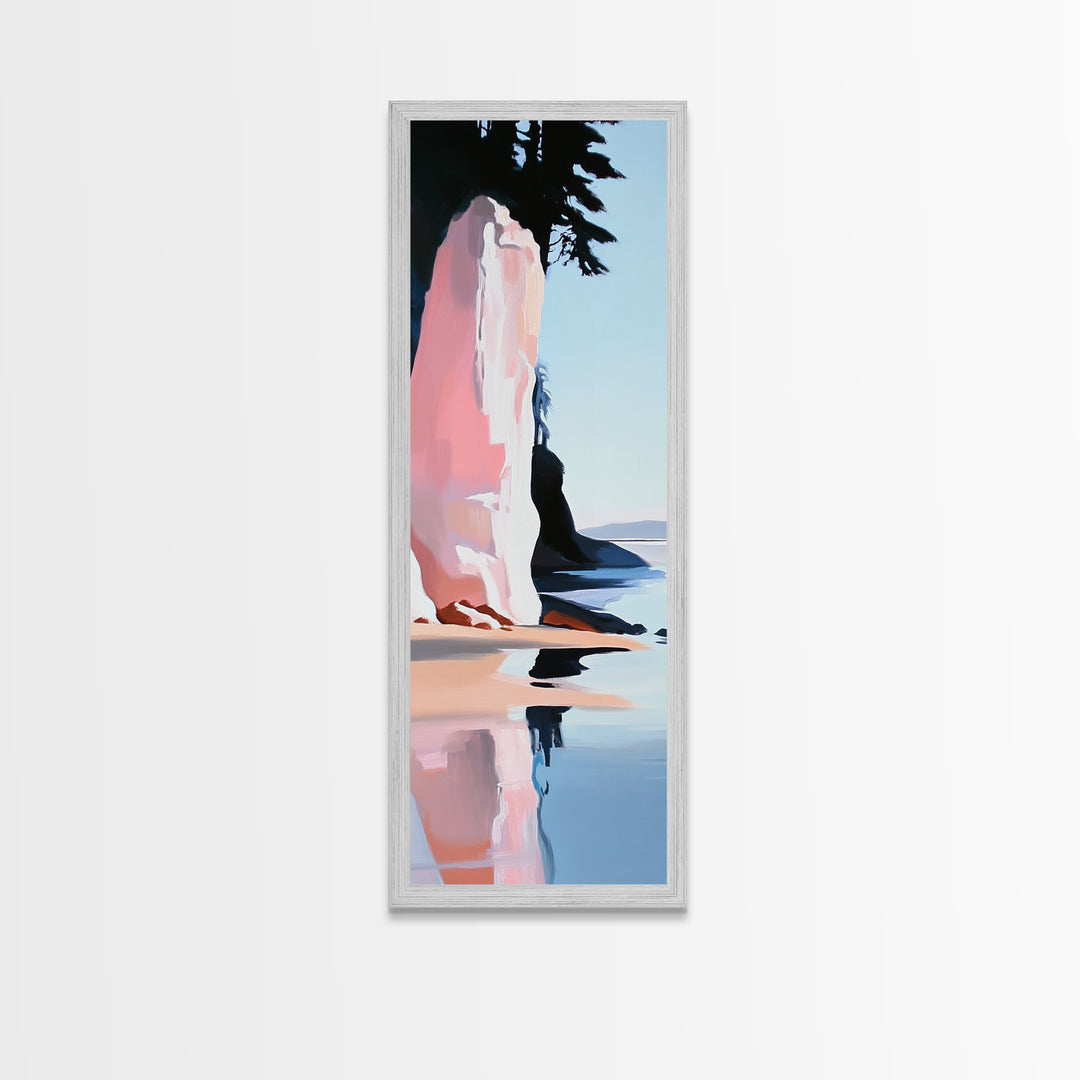 Ocean Cliff, Coastal Wall Art, Nautical Decor, Seascape Painting, Minimalist Beach Art, Serene Home Decor, Framed Canvas Print