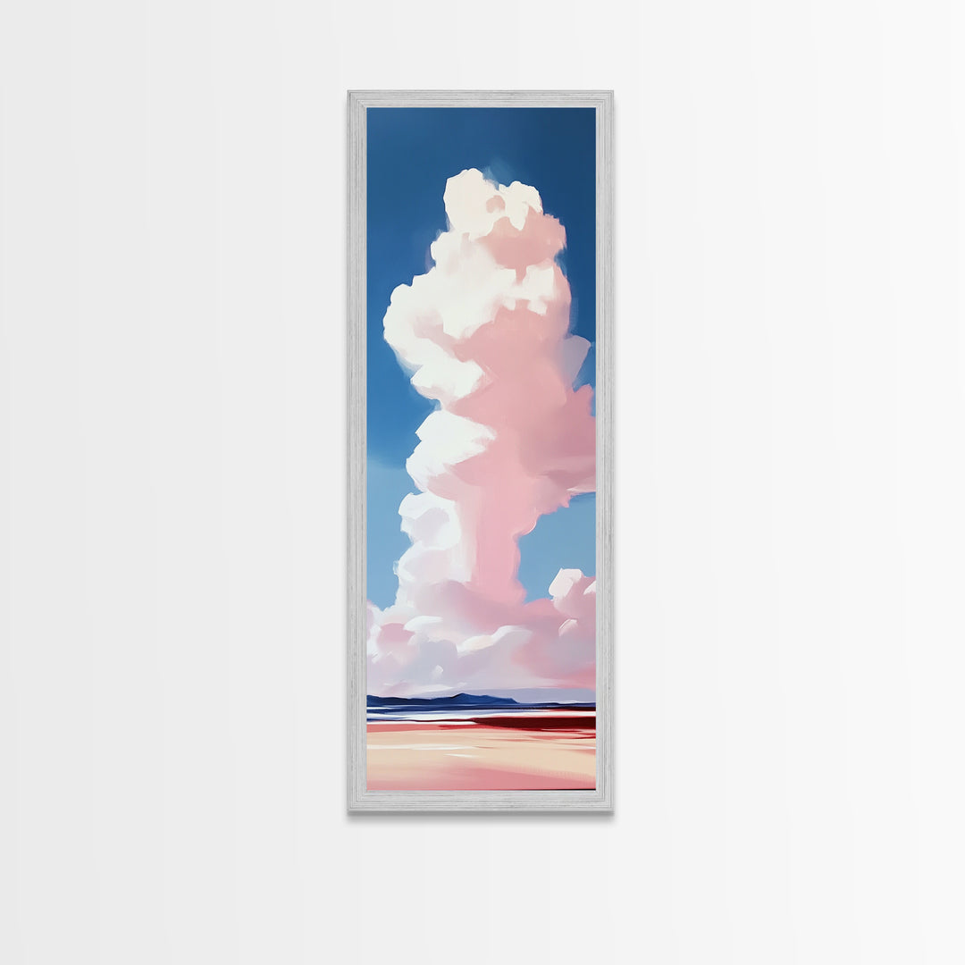 Pink Clouds, Serene Landscape, Minimalist Sky Art, Dreamy Coastal Scene, Soft Pastel Home Decor, Large Framed Canvas Print, Living Room Art