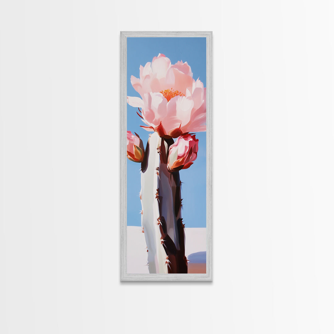 Blooming Cactus, Floral Wall Art, Desert Decor, Boho Aesthetic, Southwestern Art, Vibrant Botanical Painting, Canvas Print