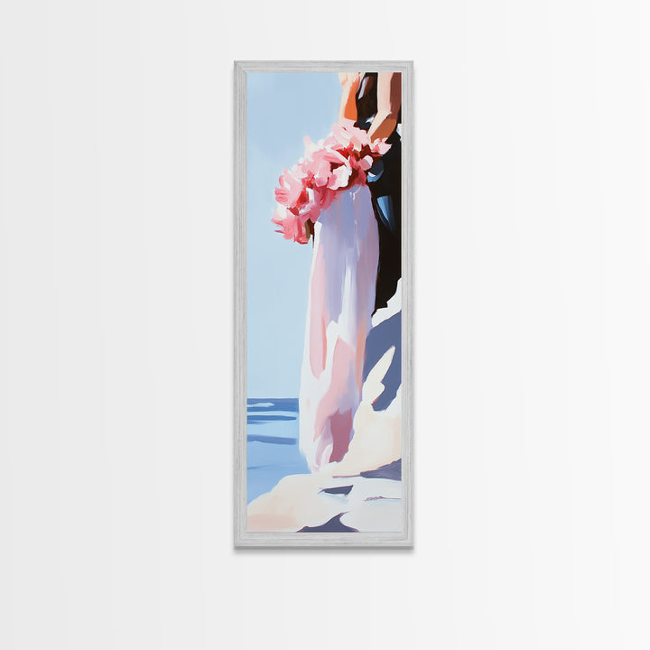 Blush Florals, Coastal Romance, Gentle Breeze, Framed Canvas Print, Feminine Wall Art, Boho Home Decor, Bedroom Art, Seaside Aesthetic