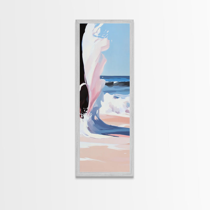 Coastal Wave, Pink Sunset, Canvas Print, Modern Beach Art, Abstract Ocean Wall Decor, Nautical Home Aesthetic, Living Room Art