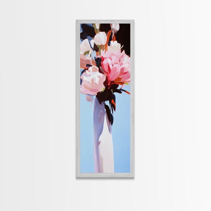 Abstract Floral Art, Bold Flower Painting, Romantic Wall Decor, Framed Canvas Print, Modern Home Art, Feminine Aesthetic, Bedroom Wall Art