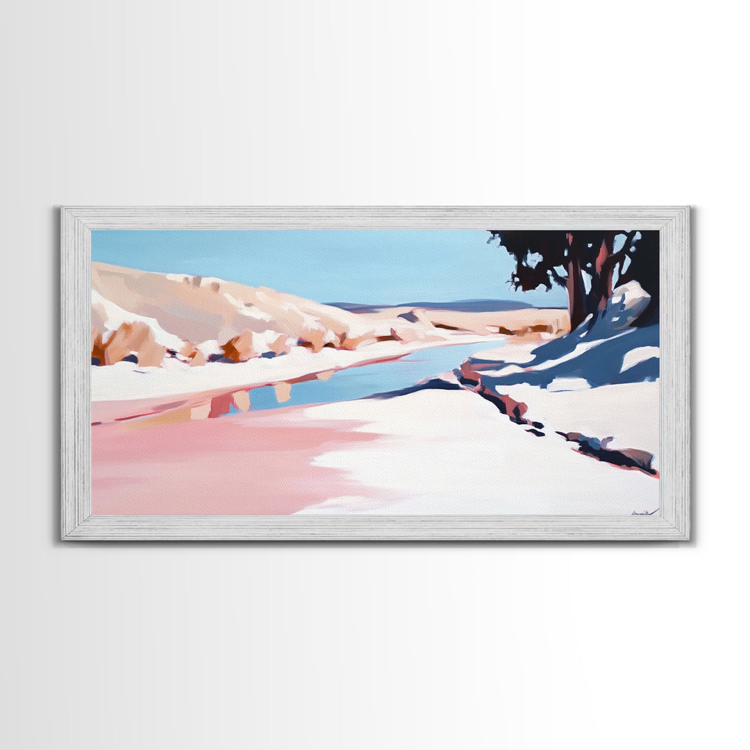 River Landscape, Nature Wall Art, Serene Water Scene, Tranquil Wilderness Painting, Country Home Decor, Scenic Canvas Print