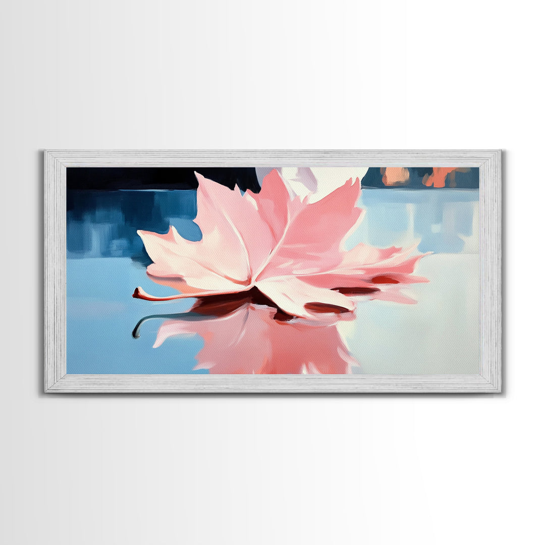 Autumn Leaf, Nature Reflection, Fall Inspired Art, Framed Canvas Print, Cozy Seasonal Wall Decor, Warm Toned Home Aesthetic