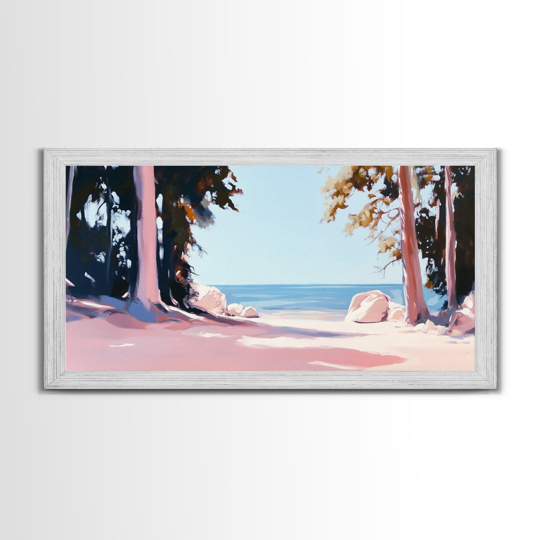 Beach View, Forest Path, Serene, Canvas Print, Coastal Home Decor, Nature Wall Art, Minimalist Art, Bedroom Wall Art, Tranquil Aesthetic