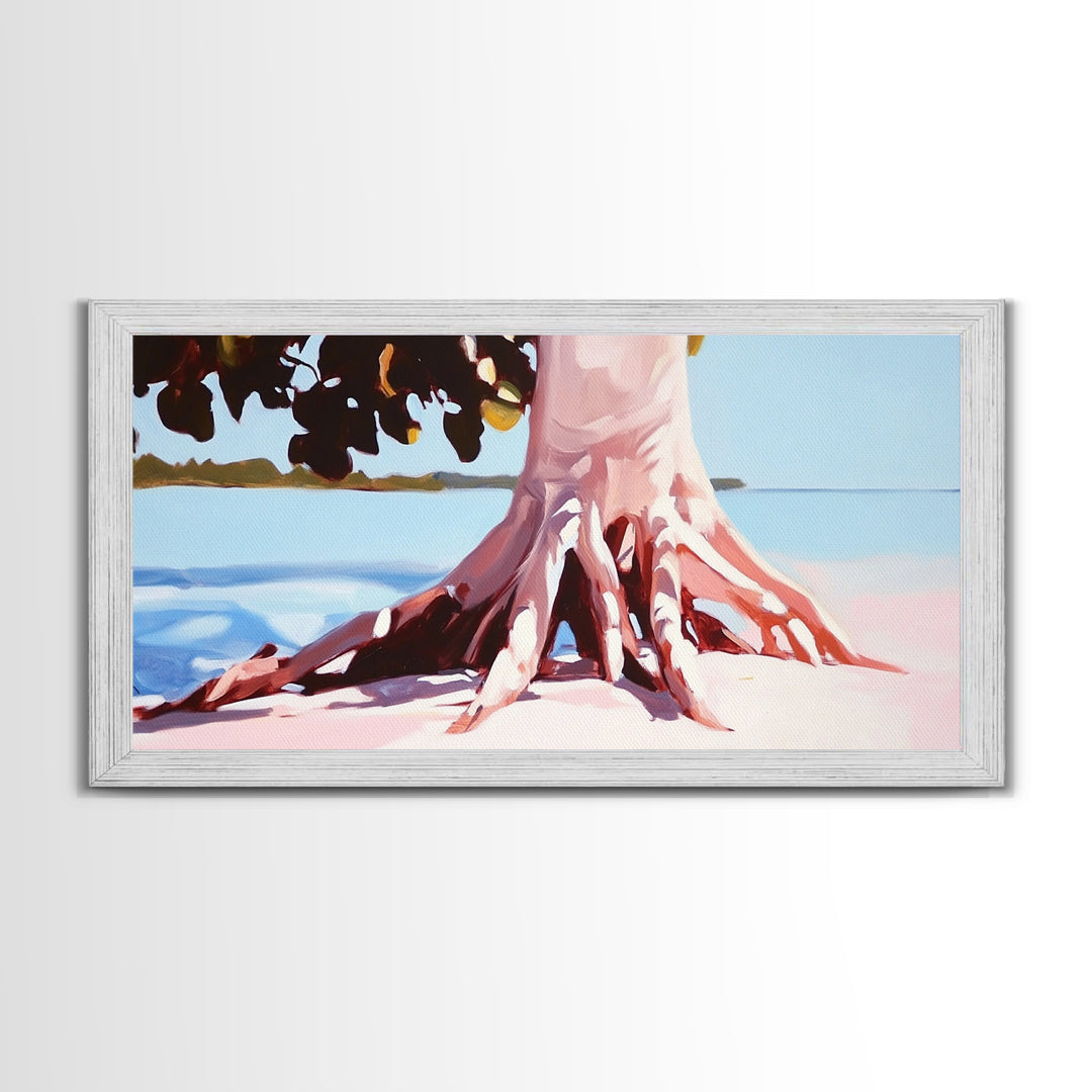 Coastal Tree Roots, Tropical Beach Art, Seaside Nature Print, Boho Coastal Decor, Nautical Wall Art, Living Room Canvas Print
