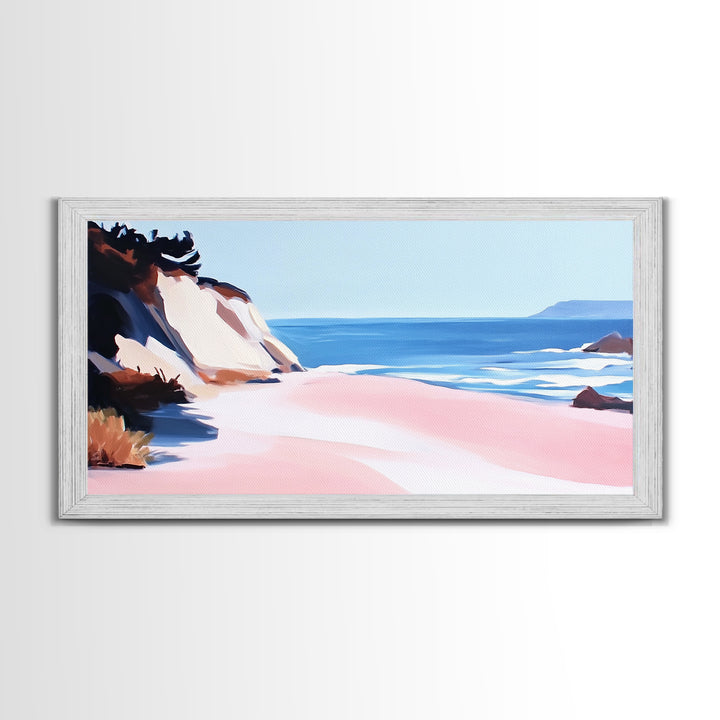 Coastal Escape, Ocean Waves, Seaside Serenity, Framed Canvas Print, Beach House Decor, Minimalist Art, Bedroom Wall Art, Nautical Print