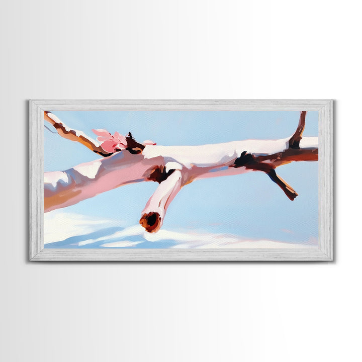 Branch Harmony, Nature Abstract, Earthy Tones, Framed Canvas Print, Bohemian Wall Art, Botanical Decor, Cozy Home Accent, Neutral Artwork