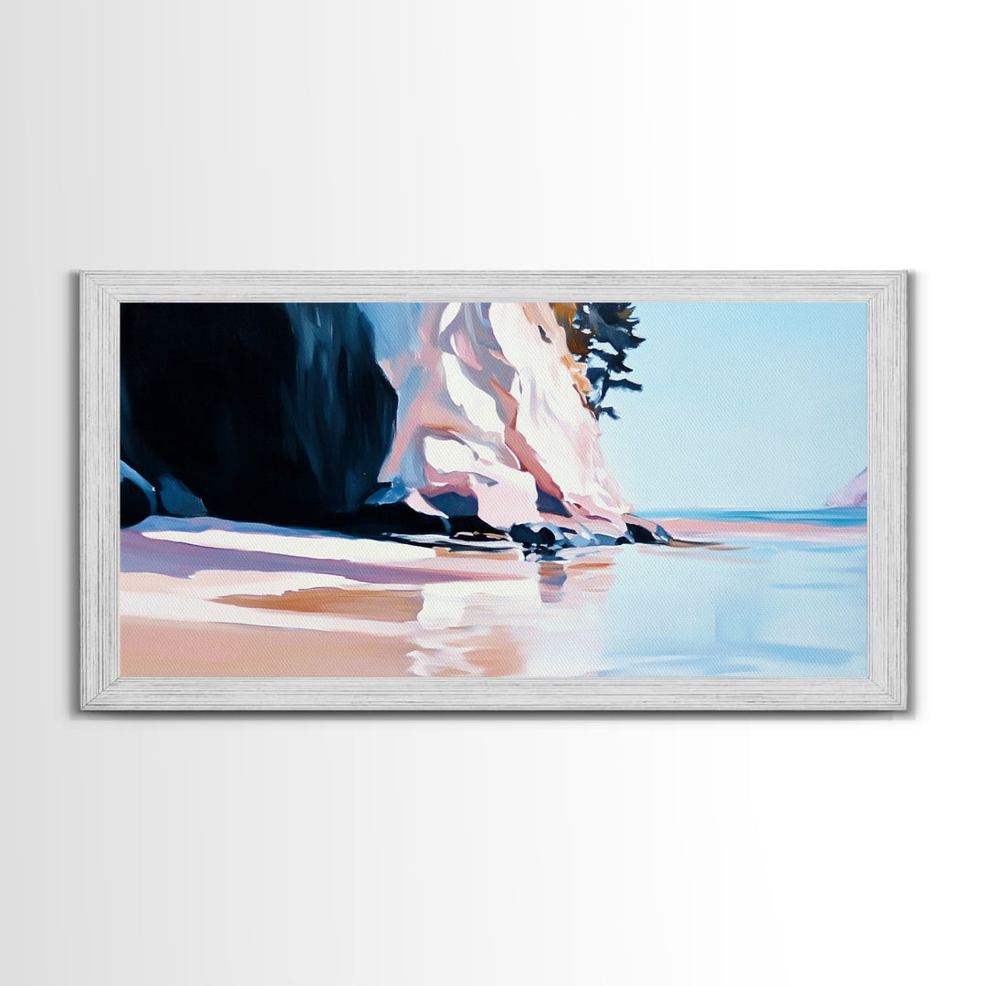 Coastal Cliffside, Ocean View Art, Seaside Landscape, Beach Getaway, Modern Coastal Decor, Nature Scene, Canvas Print, Living Room