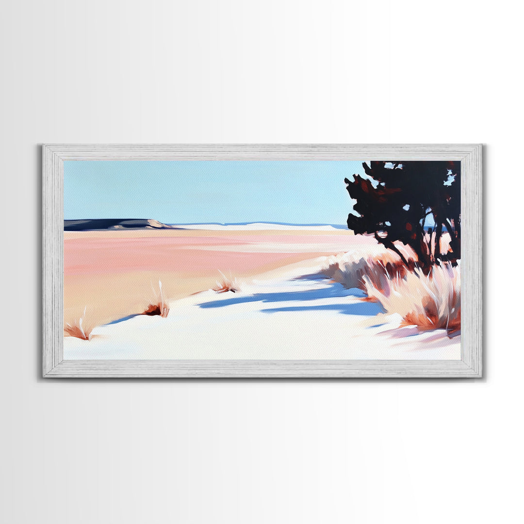 Desert Pathway, Minimalist Landscape Art, Warm Pastel Print, Earthy Aesthetic, Rustic Wall Decor, Bedroom Art, Canvas Print