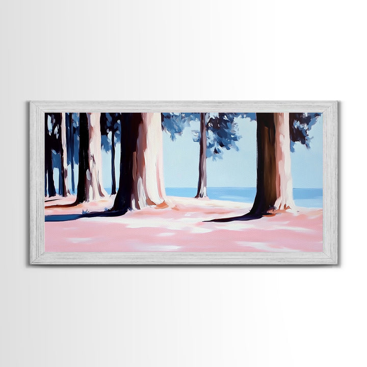 Pine Forest, Tranquil Landscape Art, Nature Inspired Print, Coastal Trees, Earthy Tones, Modern Wilderness Decor, Canvas Print