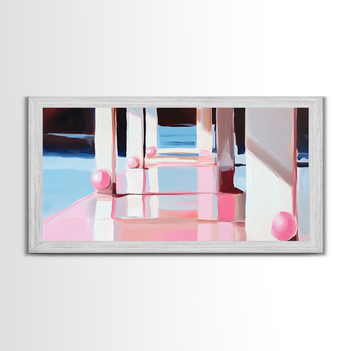 Dockside Reflections, Coastal Living Art, Minimalist Waterscape, Serene Harbor Scene, Nautical Theme, Canvas Print, Office Wall Art