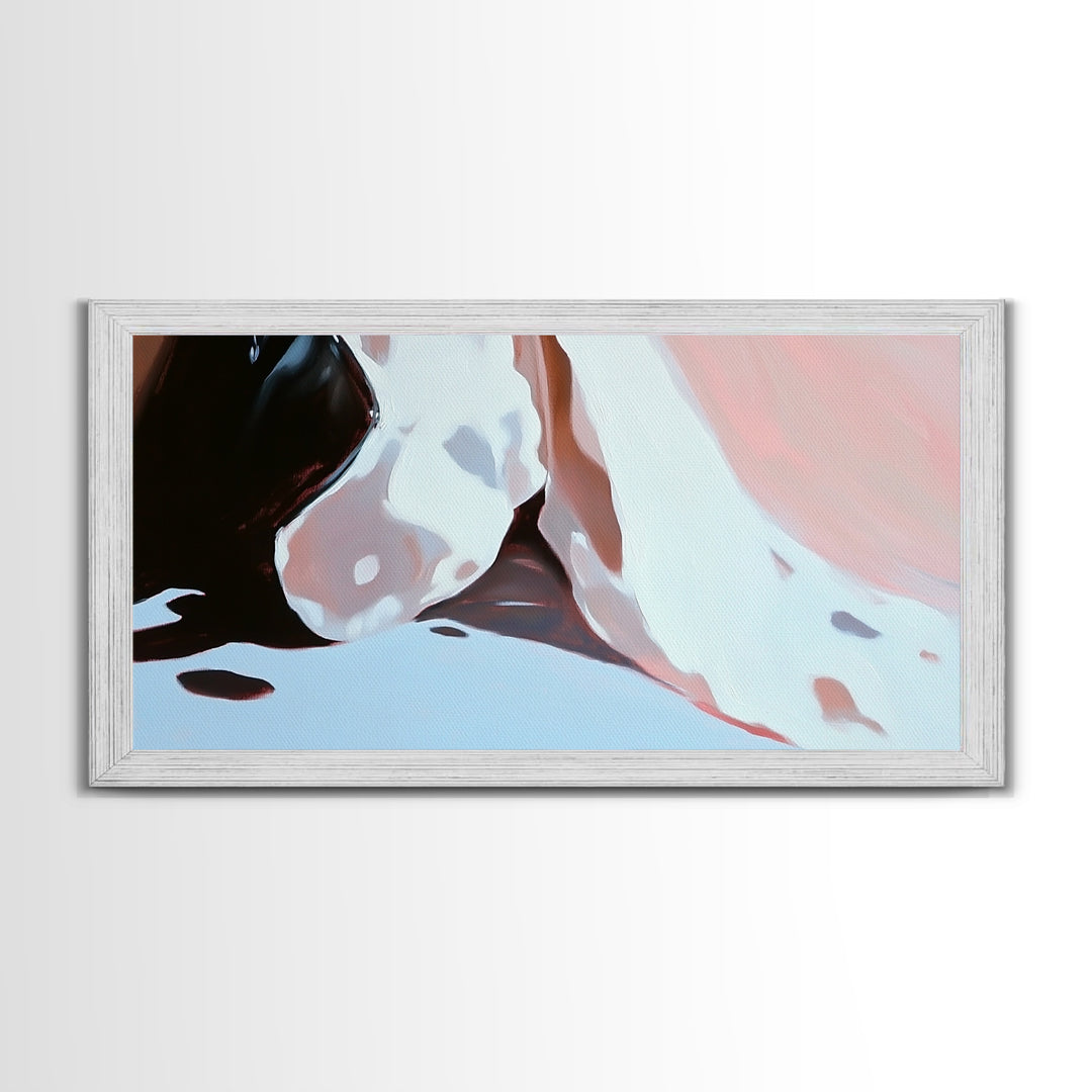 Close Up, Abstract Soft Art, Dreamy Minimalist Painting, Pastel Blue and Pink, Aesthetic Wall Decor, Neutral Modern Art, Canvas Print