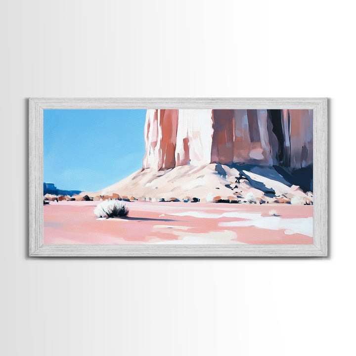 Desert Rock, Monument Valley, Southwestern Art, Minimalist Landscape, Earthy Wall Art, Rustic Home Decor, Framed Canvas Print, Modern Western