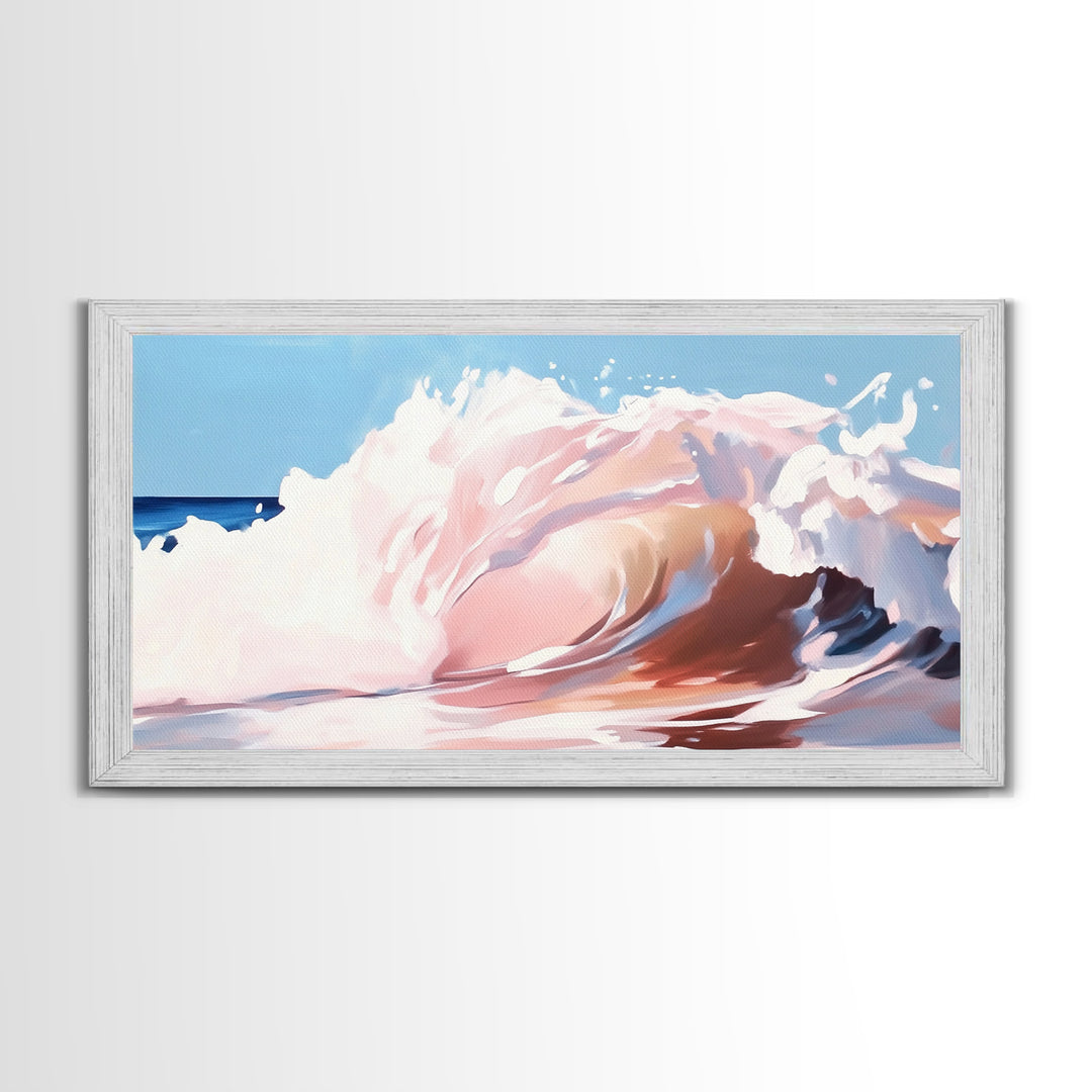 Pastel Wave, Abstract Ocean, Coastal Home Art, Modern Nautical Decor, Minimalist Seascape, Beach House Wall Art, Canvas Print, Calming Blue