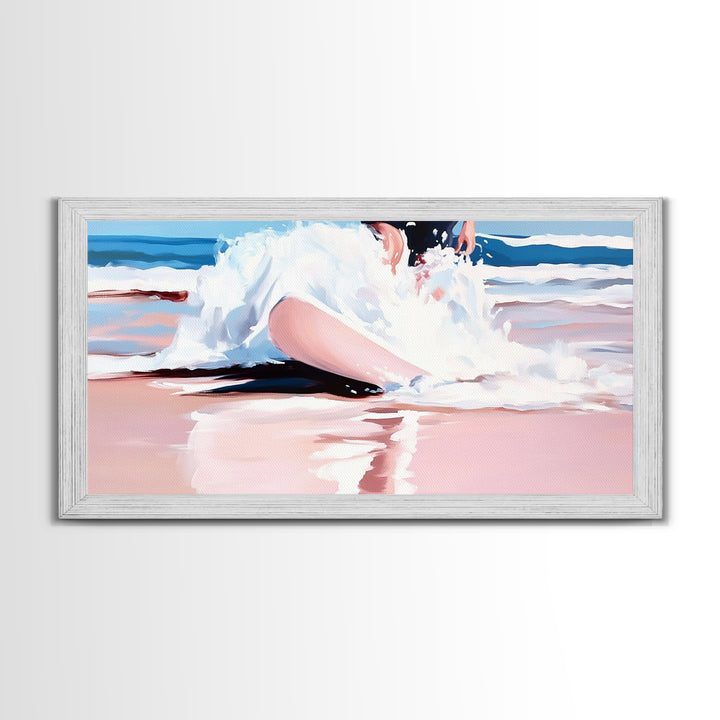 Ocean Splash, Surfer Art, Beach Wall Decor, Canvas Print, Coastal Home Art, Minimalist Wave Painting, Modern Beach House Wall Art