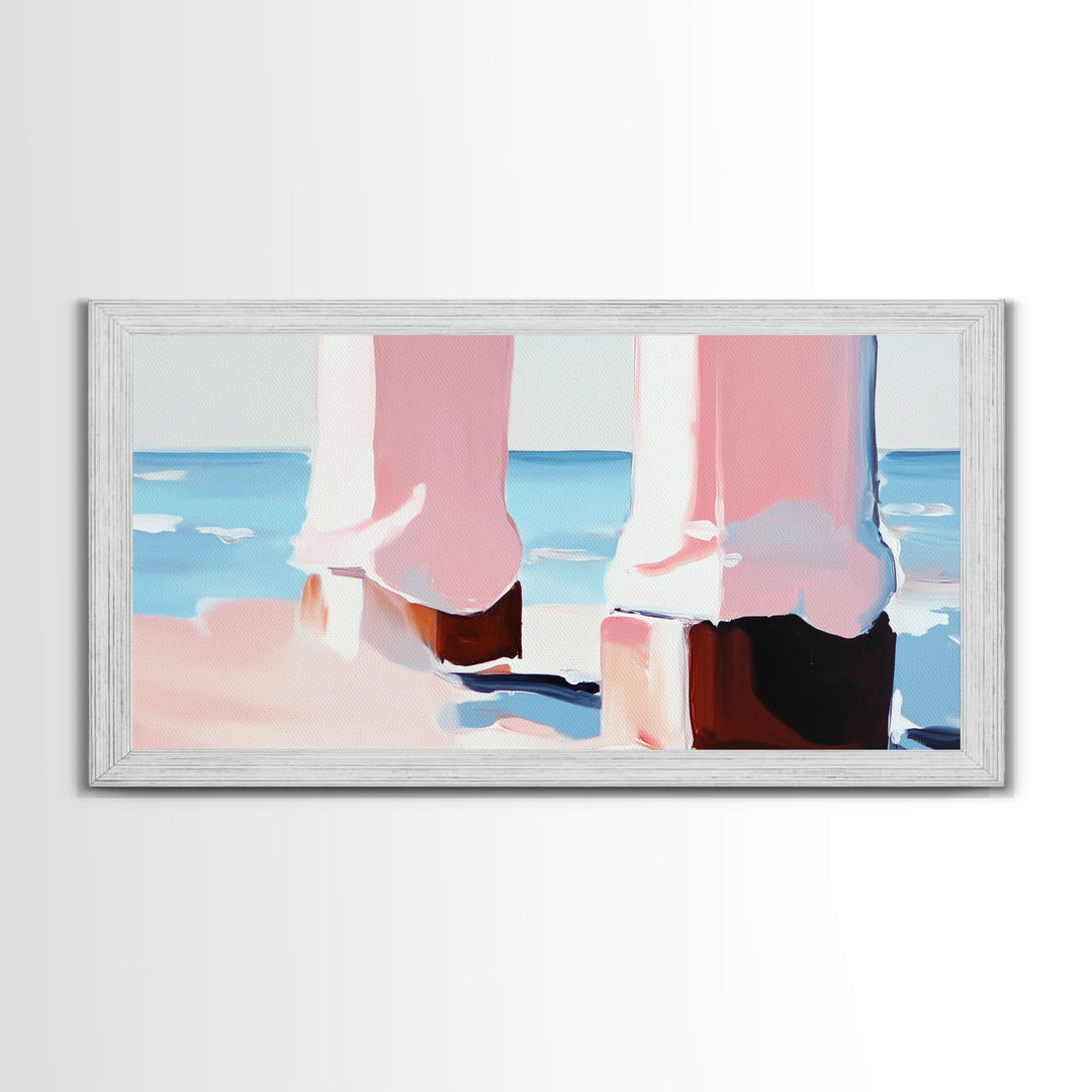 Coastal Pier, Beachside Serenity, Nautical Theme, Ocean Blue Artwork, Minimalist Coastal Art, Tranquil Scene, Canvas Print, Entryway