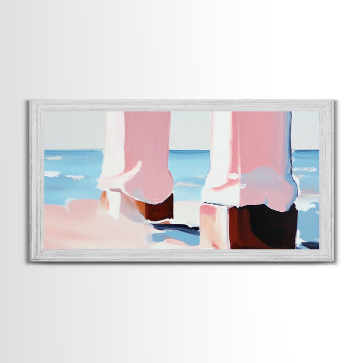 Coastal Pier, Beachside Serenity, Nautical Theme, Ocean Blue Artwork, Minimalist Coastal Art, Tranquil Scene, Canvas Print, Entryway