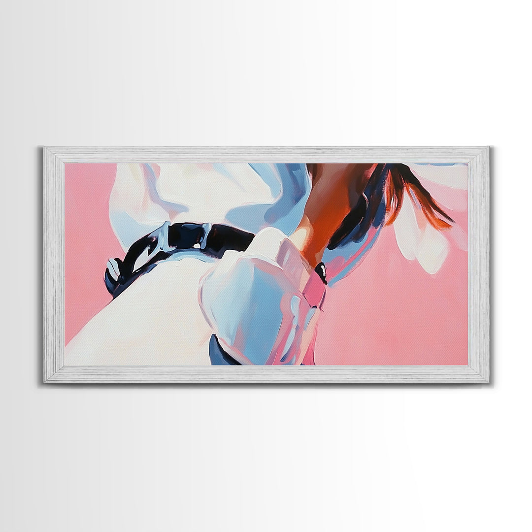 Cowgirl Outfit, Country Aesthetic, Western Home Decor, Feminine Wall Art, Fashion Framed Canvas Print, Pink and Blue Artwork