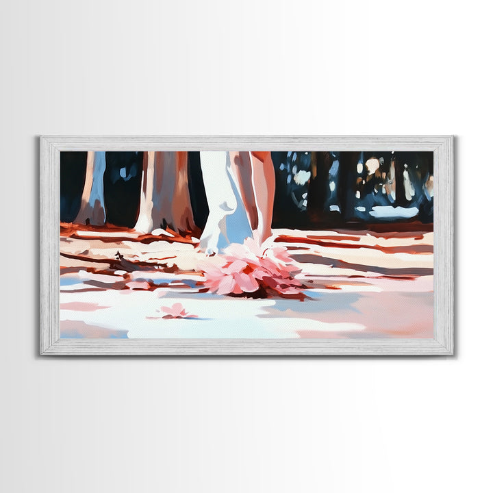 Blush Wedding, Romantic Art, Framed Canvas Print, Elegant Wall Decor, Feminine Painting, Modern Bedroom Art, Minimalist Aesthetic