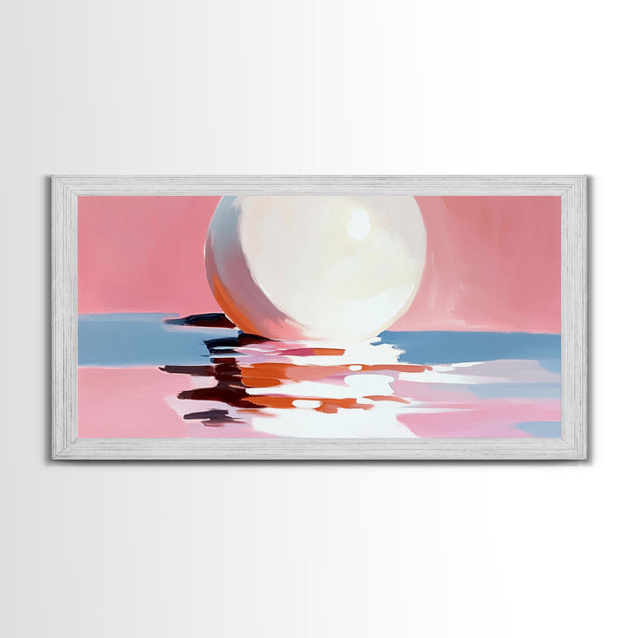 Blush Waves, Surf Art, Framed Canvas Print, Pink Seascape, Coastal Decor, Feminine Ocean Painting, Minimalist Wall Art