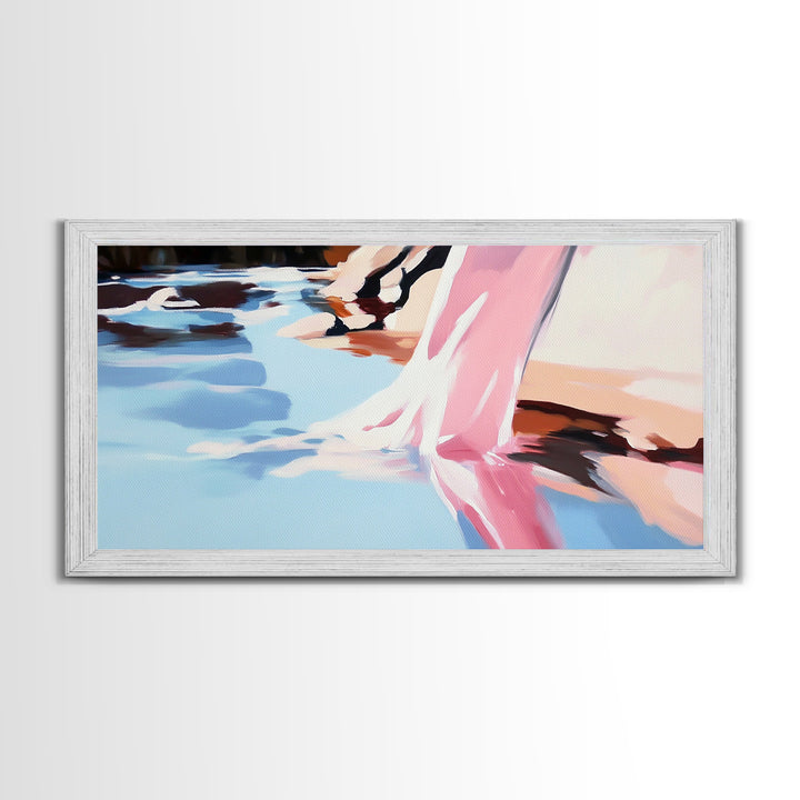 Flowing Water, Abstract Landscape, River Reflection, Soft Blues and Pinks, Peaceful Nature, Contemporary Minimalism, Canvas Print