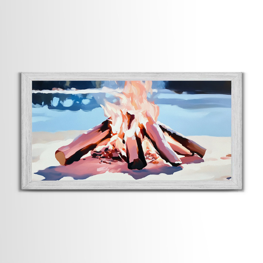Campfire, Cozy Glow, Autumn Wall Art, Rustic Home Decor, Boho Adventure Aesthetic, Living Room Art, Framed Canvas Print, Gift Idea