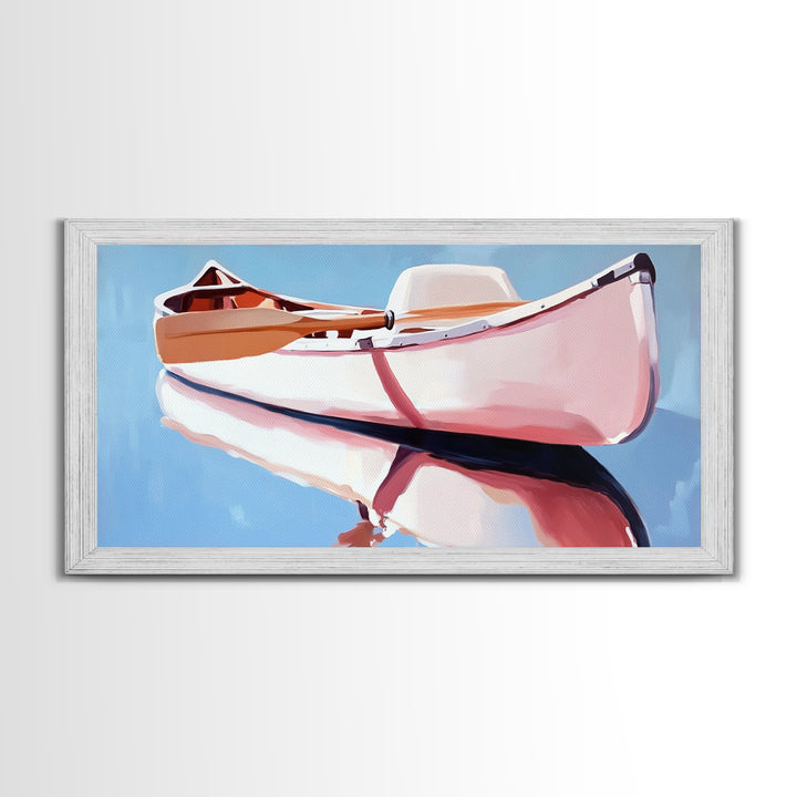 Rowboat, Water Reflection, Nautical Wall Art, Serene Coastal Decor, Minimalist Lake House Art, Framed Canvas Print, Gift Idea