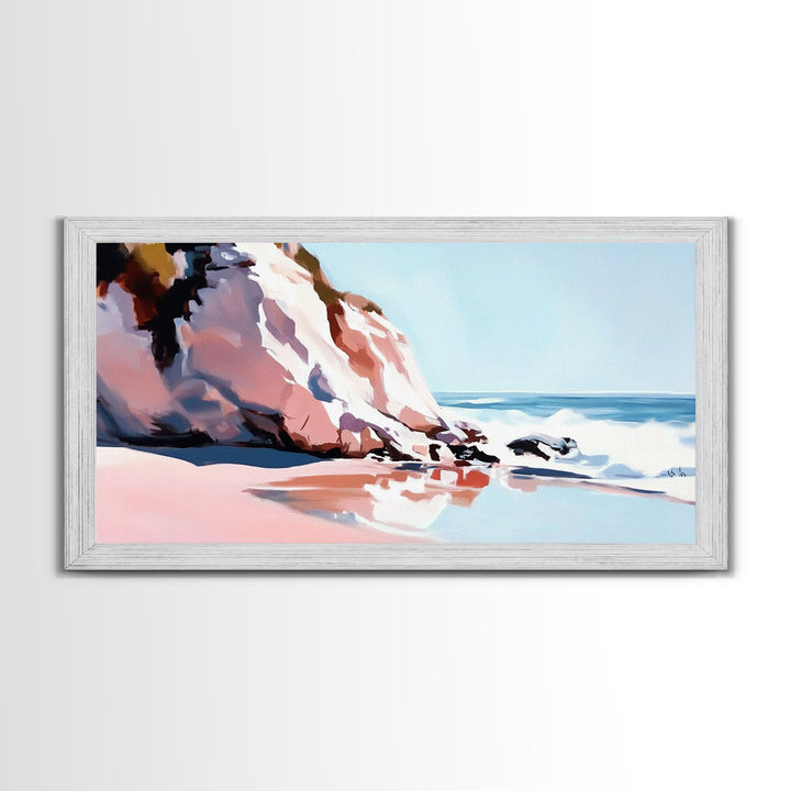 Coastal Cliffs, Ocean Waves, Beach Landscape, Wall Art, Canvas Print, Living Room Art, Modern Seascape, Blue Wall Decor, Nautical Art