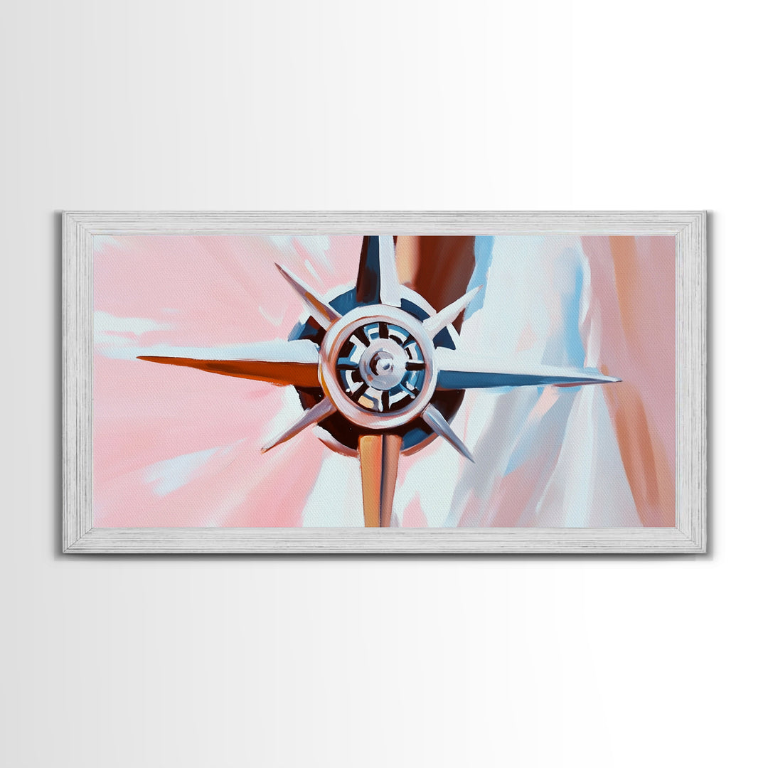 Compass Rose, Nautical Art, Pink Tones, Maritime Decor, Framed Canvas Print, Coastal Home Art, Boho Wall Art, Office Wall Decor