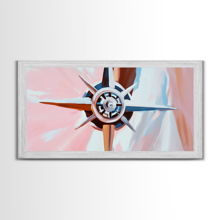 Compass Rose, Nautical Art, Pink Tones, Maritime Decor, Framed Canvas Print, Coastal Home Art, Boho Wall Art, Office Wall Decor