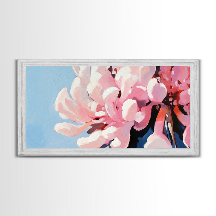Blooming Flowers, Pink Petals, Floral Print, Modern Art, Framed Canvas Print, Bedroom Wall Art, Feminine Decor, Abstract Flowers