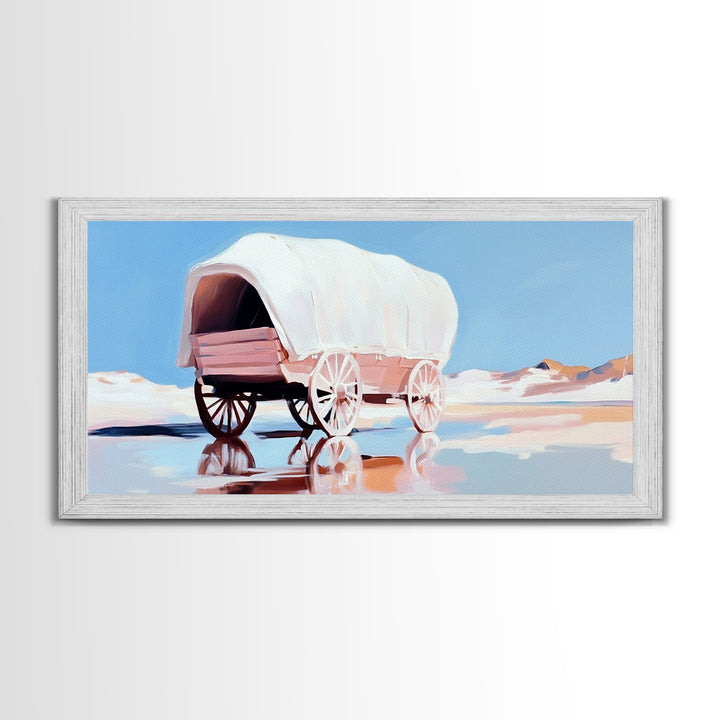 Covered Wagon, Western Art, Pioneer Print, Rustic Decor, Framed Canvas Print, Living Room Wall Art, Boho Farmhouse Style