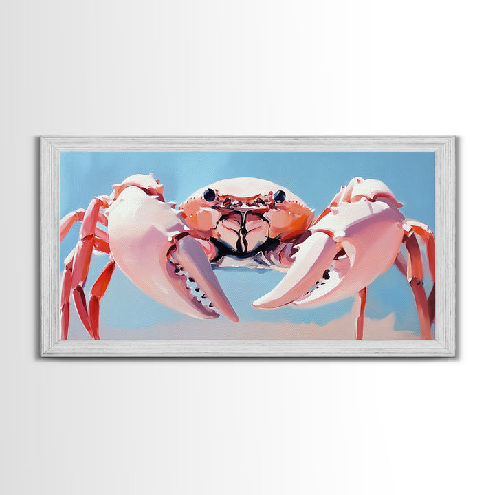 Crab Illustration, Ocean Life, Coastal Kitchen, Beach House Wall Art, Canvas Print, Nautical Artwork, Seaside Aesthetic, Marine Art