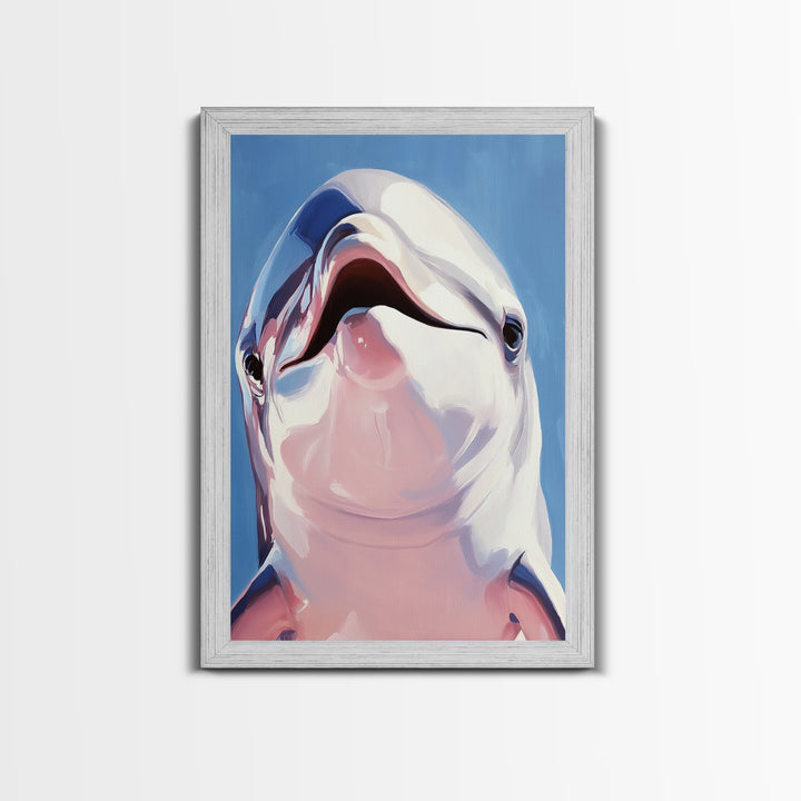 Dolphin Smile, Ocean Wildlife, Playful Sea Art, Coastal Decor, Nautical Wall Art, Canvas Print, Kids Room Art, Marine Animal Painting
