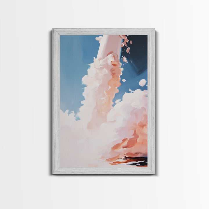 Rocket Launch, Space Exploration, Sci-Fi Aesthetic, Framed Canvas Print, Office Wall Art, Futuristic Home Decor, Astronaut Inspired