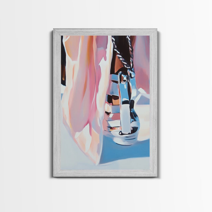 Chrome Boot, Fashion Illustration, Framed Canvas Print, Modern Wall Art, High Fashion Aesthetic, Bold Home Decor, Unique Statement Piece
