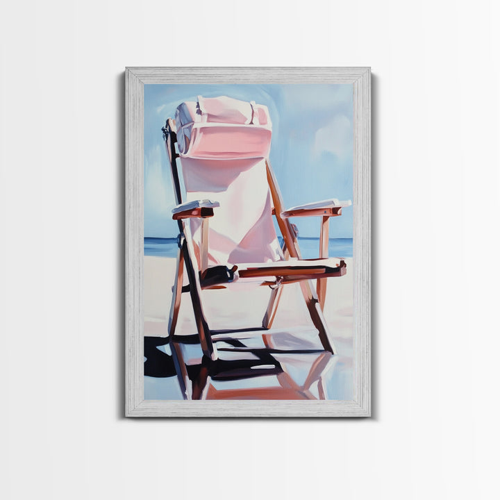 Beach Chair, Relaxing Art, Seaside Escape, Summer Vibes, Canvas Print, Coastal Home Decor, Boho Aesthetic, Minimalist Beach Scene