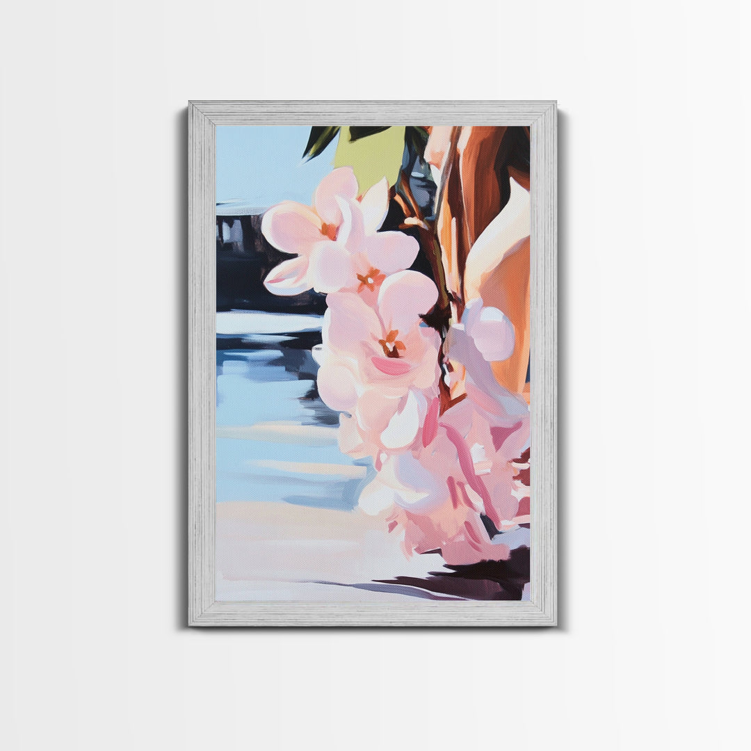 Blossoms, Floral, Nature, Water, Canvas Print, Botanical Wall Art, Feminine Aesthetic, Soft Pastel Decor, Spring Wall Hanging, Living Room Art