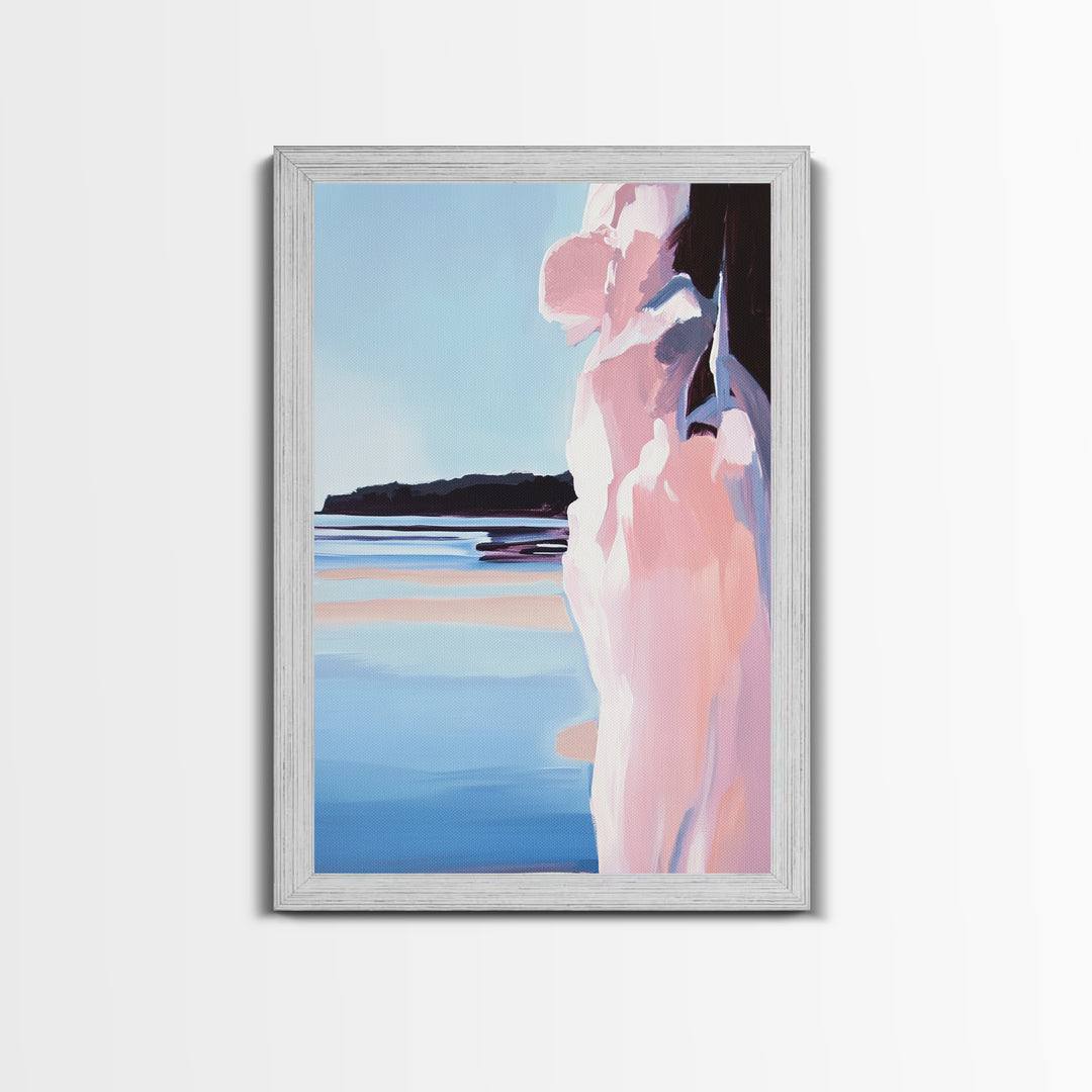 Beach Cliff, Coastal Landscape, Seascape Painting, Canvas Print, Modern Wall Art, Ocean Decor, Minimalist Art, Living Room Wall Art