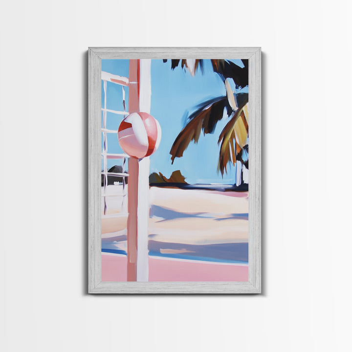 Beach Volleyball, Coastal Fun, Tropical Vibes, Sunset Sport, Canvas Print, Summer Wall Art, Beach House Decor, Relaxed Style