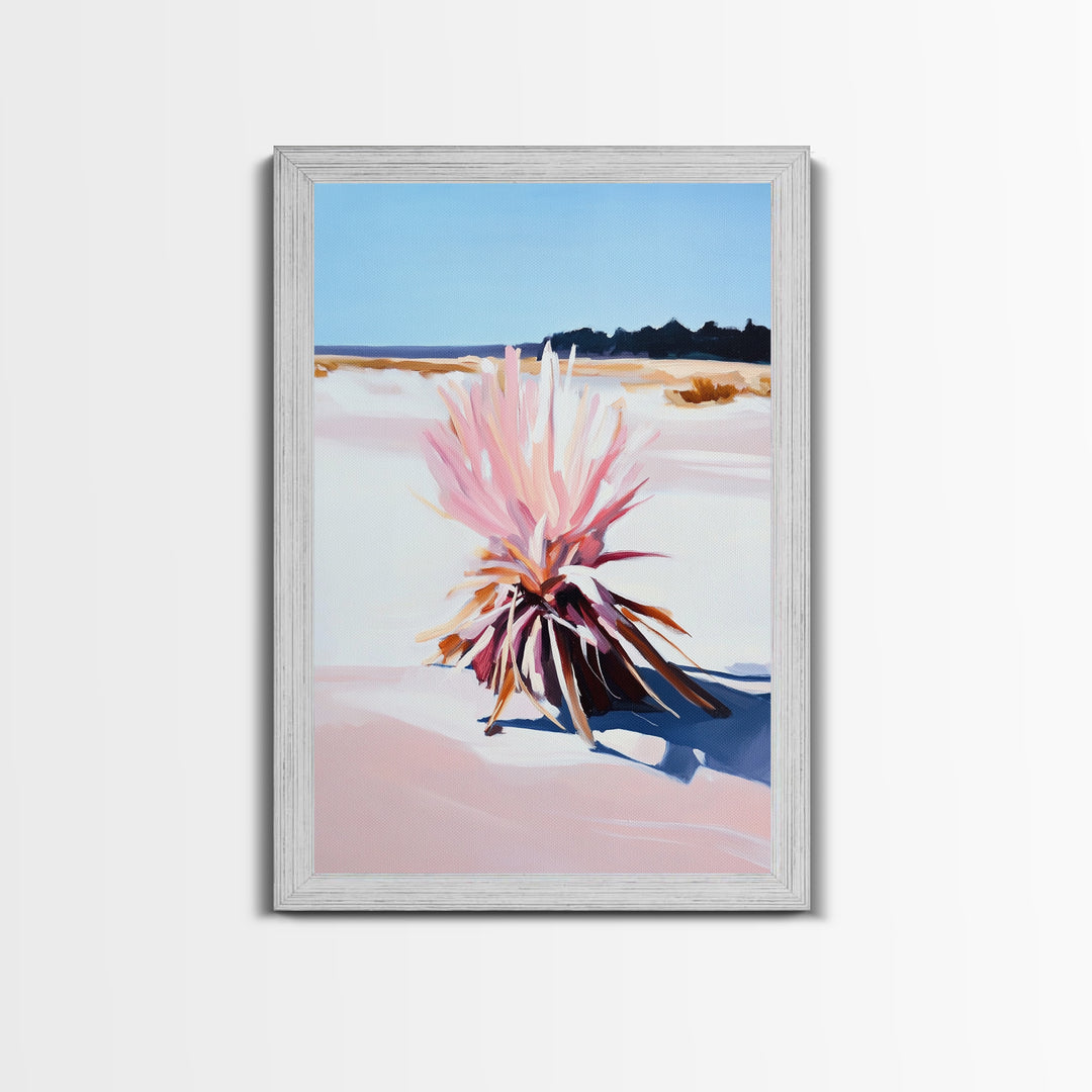 Desert Plant, Soft Pink Tones, Modern Botanical Wall Art, Framed Canvas Print, Southwest Decor, Minimalist Nature Painting