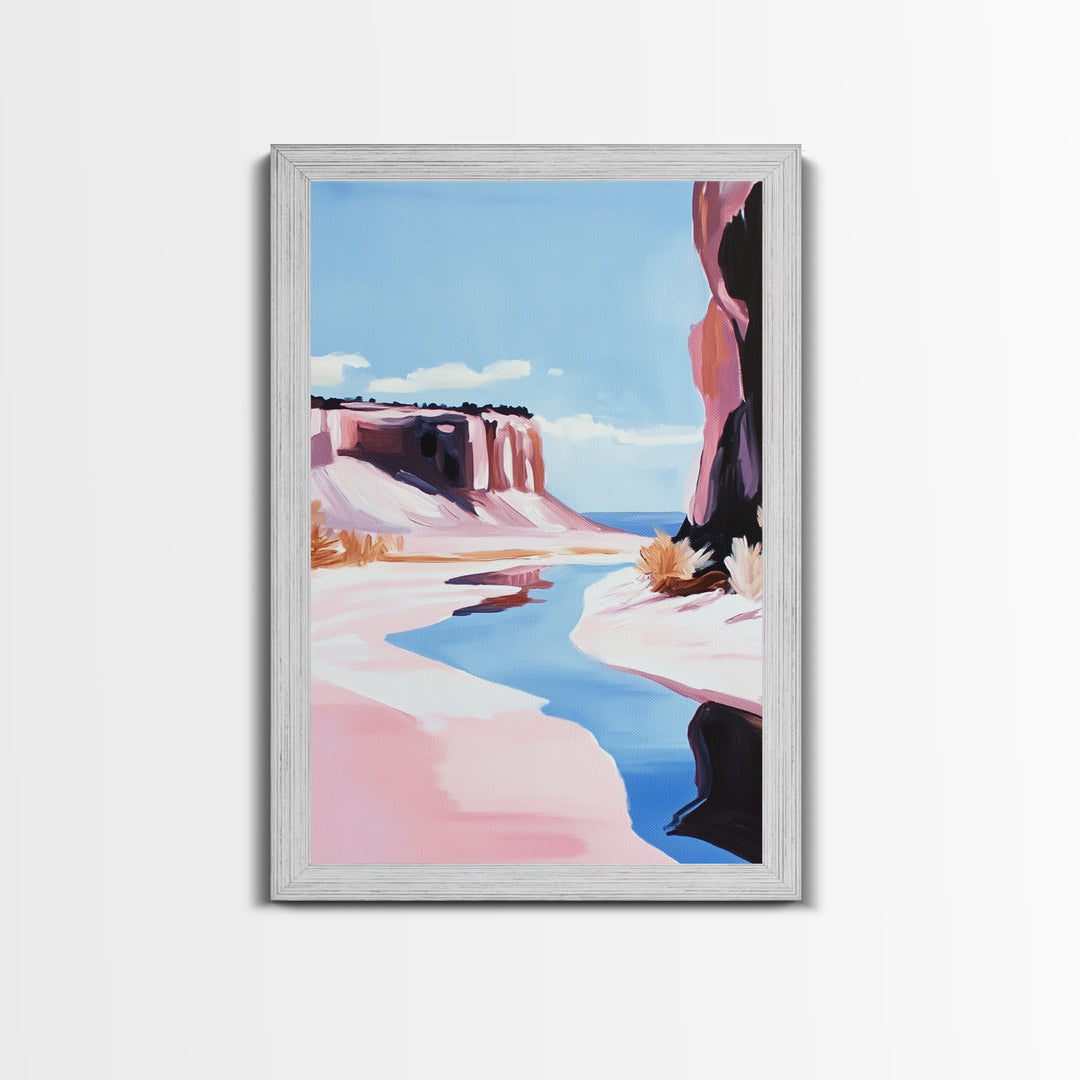 Desert Canyon, Western Landscape Art, Earthy Tones, Minimalist Decor, Scenic Painting, Nature Lover Gift, Framed Canvas Print, Wall Art