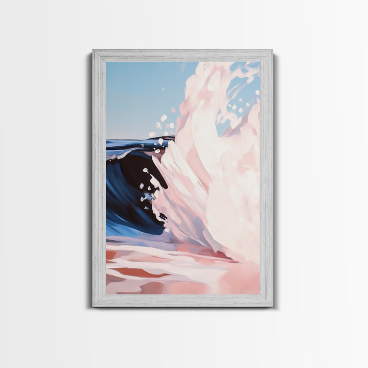 Ocean Wave Painting, Coastal Beach Art, Abstract Water Scene, Framed Canvas Print, Modern Nautical Decor, Living Room Wall Art, Boho Art