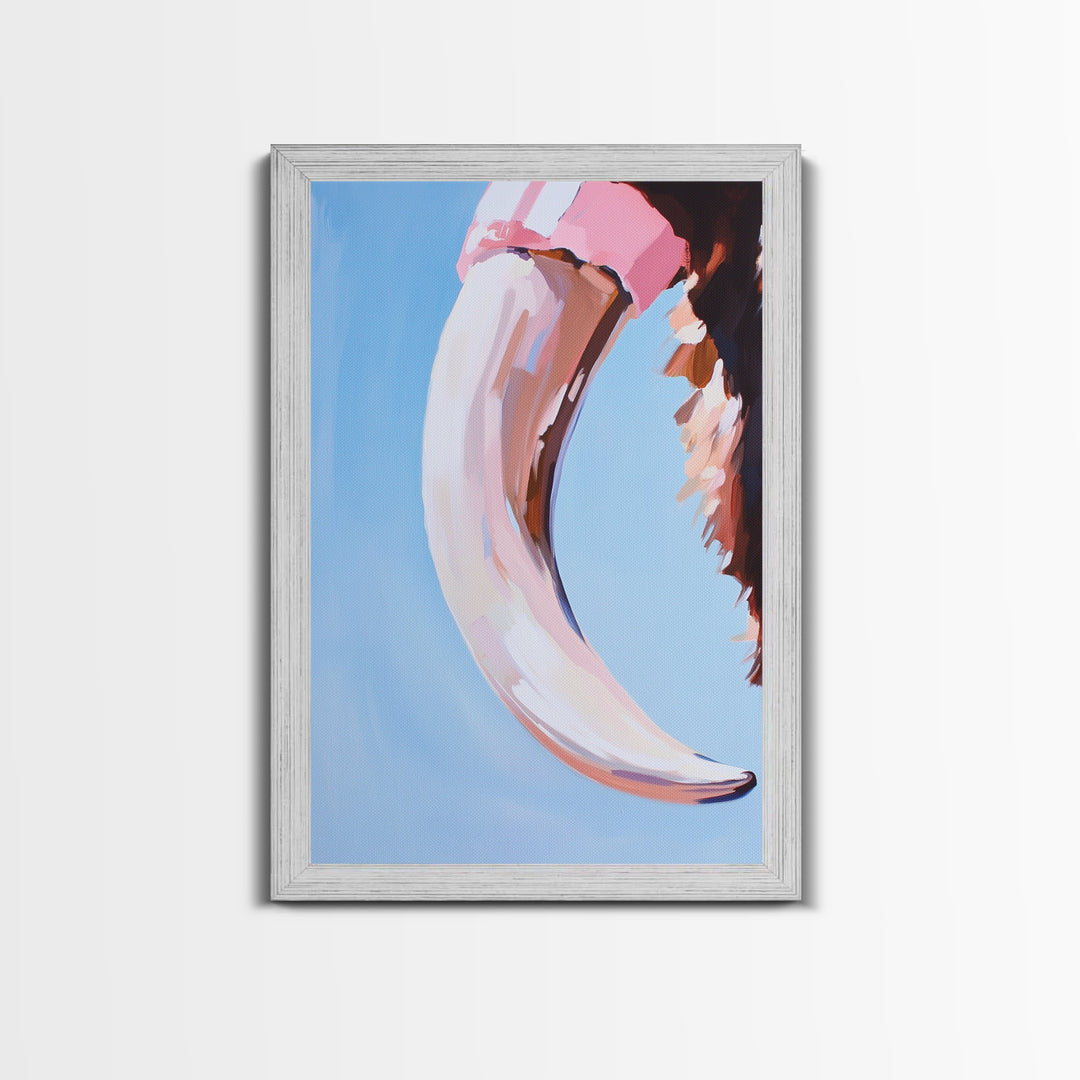 Buffalo Horn, Western Decor, Rustic Art, Cowboy Wall Art, Framed Canvas Print, Boho Style, Minimalist Animal Art, Neutral Aesthetic