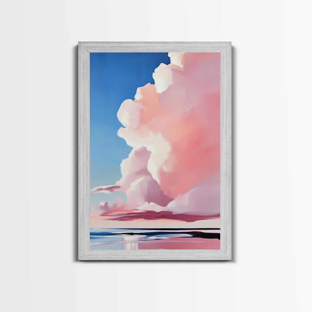Cloudscape, Sky Painting, Dreamy Wall Art, Minimalist Home Decor, Pastel Sky, Framed Canvas Print, Sunset Clouds, Serene Aesthetic