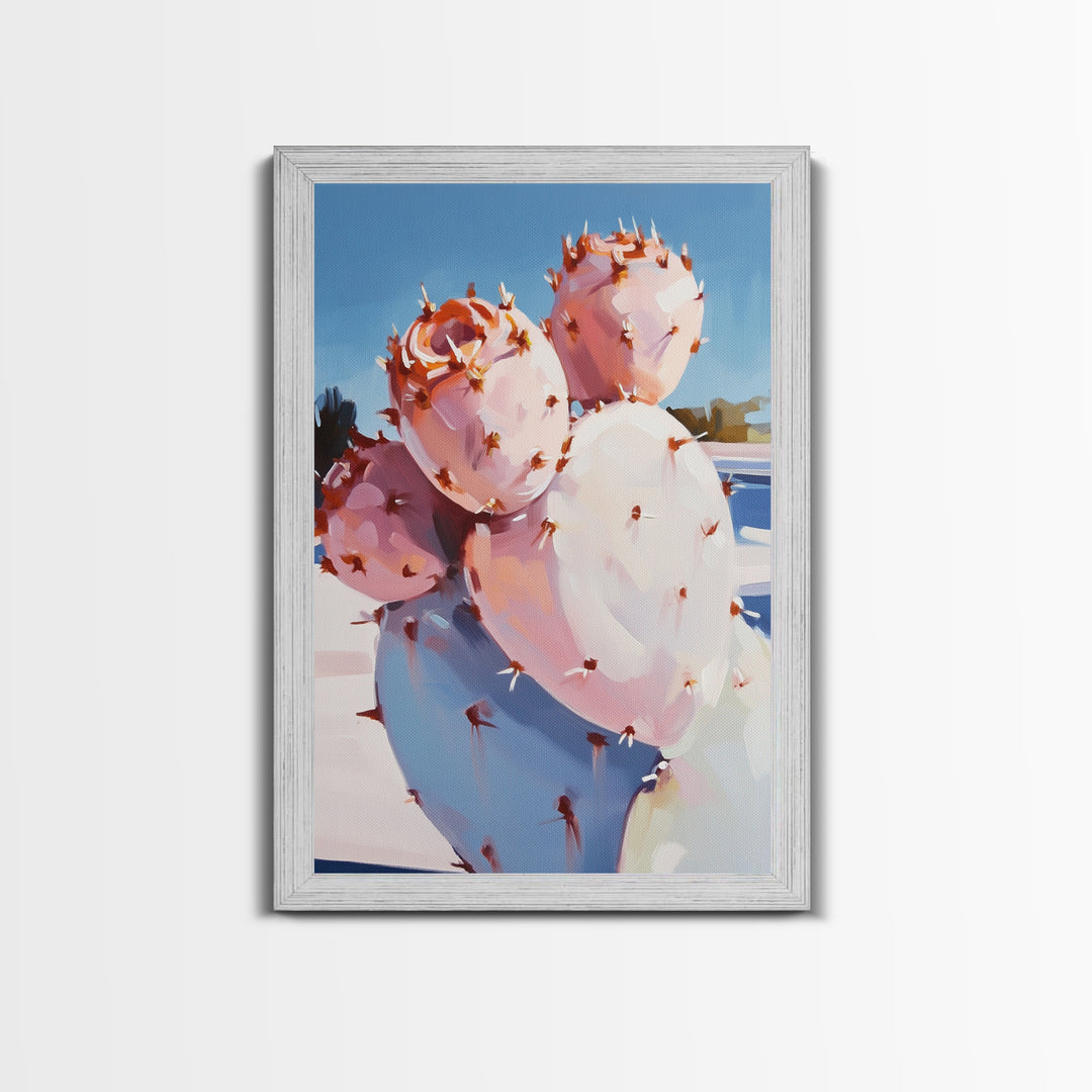 Cactus Bloom, Southwest Decor, Desert Art, Succulent Painting, Nature Inspired, Earthy Tones, Framed Canvas Print, Bedroom