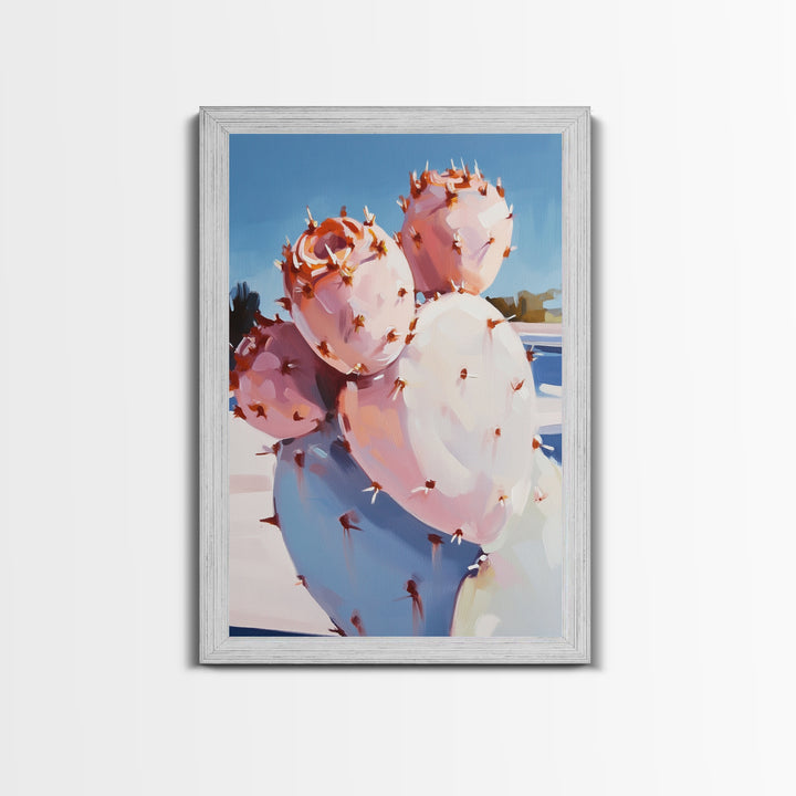 Cactus Bloom, Southwest Decor, Desert Art, Succulent Painting, Nature Inspired, Earthy Tones, Framed Canvas Print, Bedroom