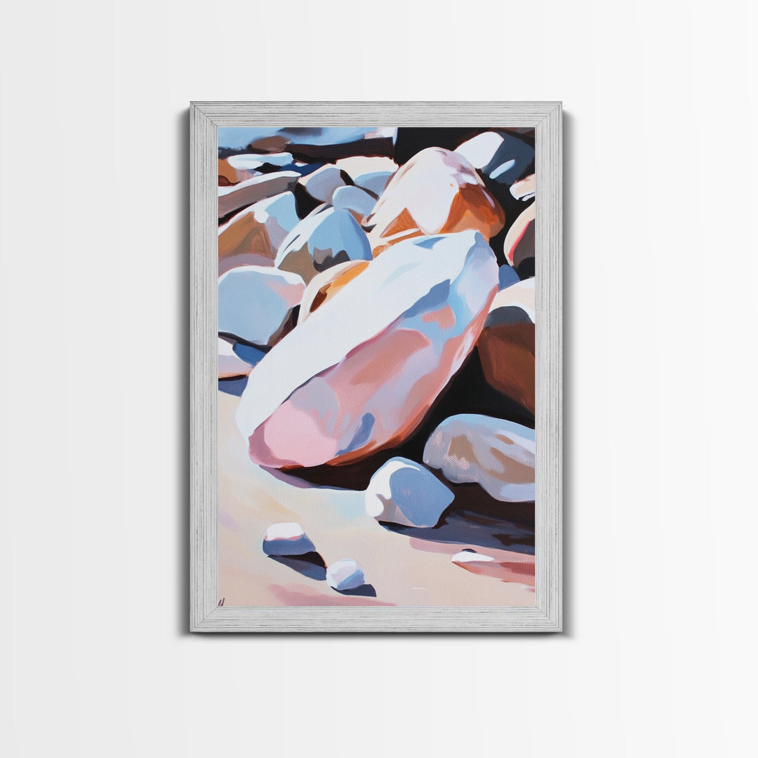 Mystic Cliffside, Surreal Landscape, Nature Aesthetic, Modern Wall Decor, Soft Pastels, Dreamy Art, Framed Canvas Print, Hallway